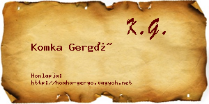Komka Gergő névjegykártya